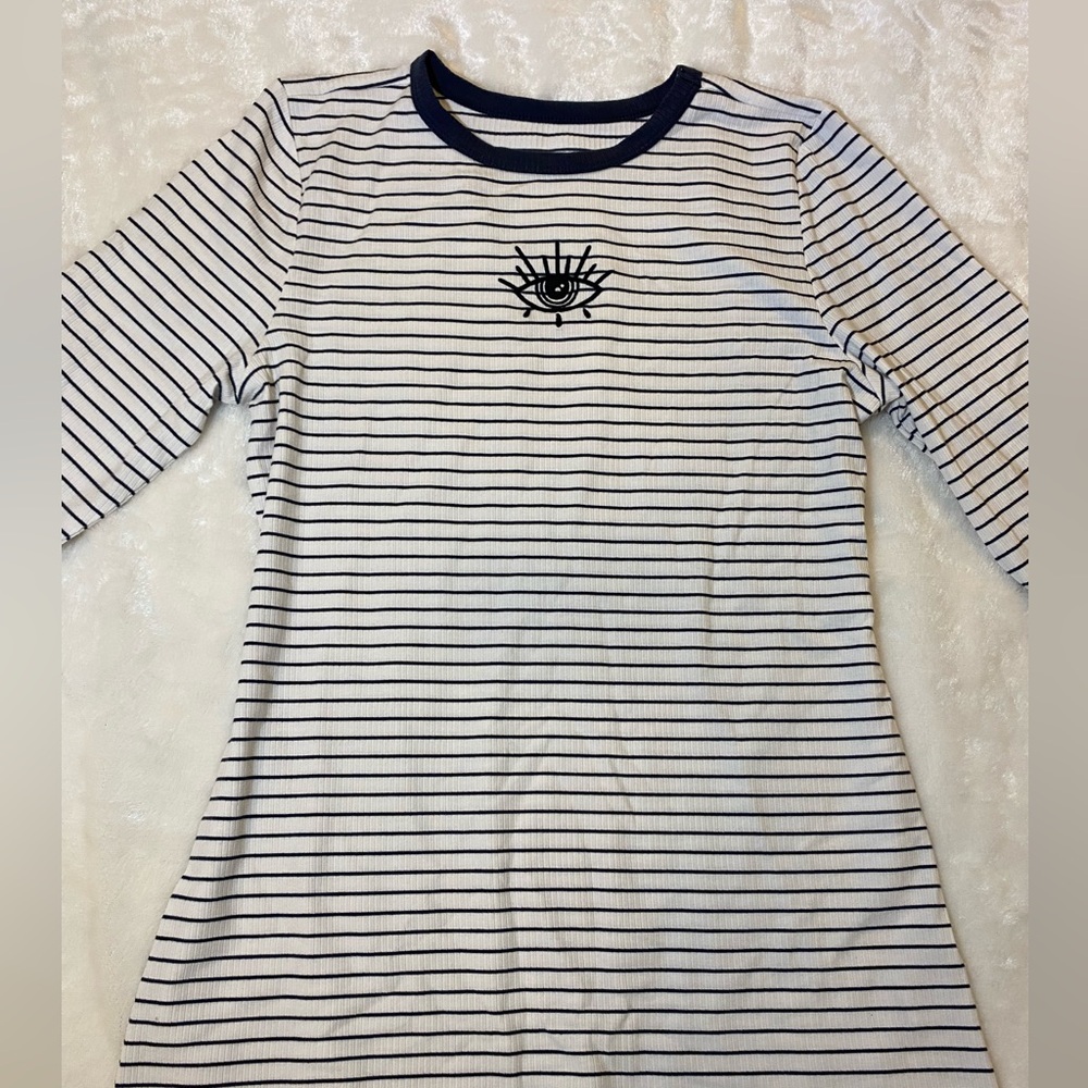 Torrid Black and White Striped Top